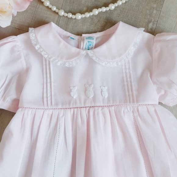 Pink Heirloom Dress Bunny Embroidery Lace SPRING Portraits  Feltman Brothers NWT - Picture 2 of 7